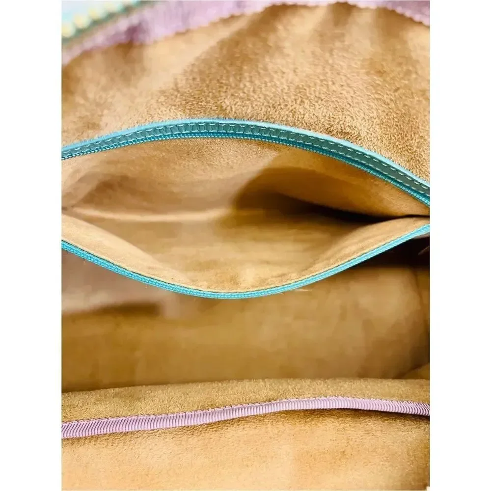 ✨ Jimmy Choo Vintage Turquoise Leather Satchel Top Handle Gold Hardware Bag